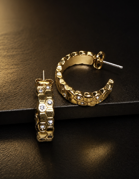 [AVEEN-ER-006] Honeycomb Luxe Hoops